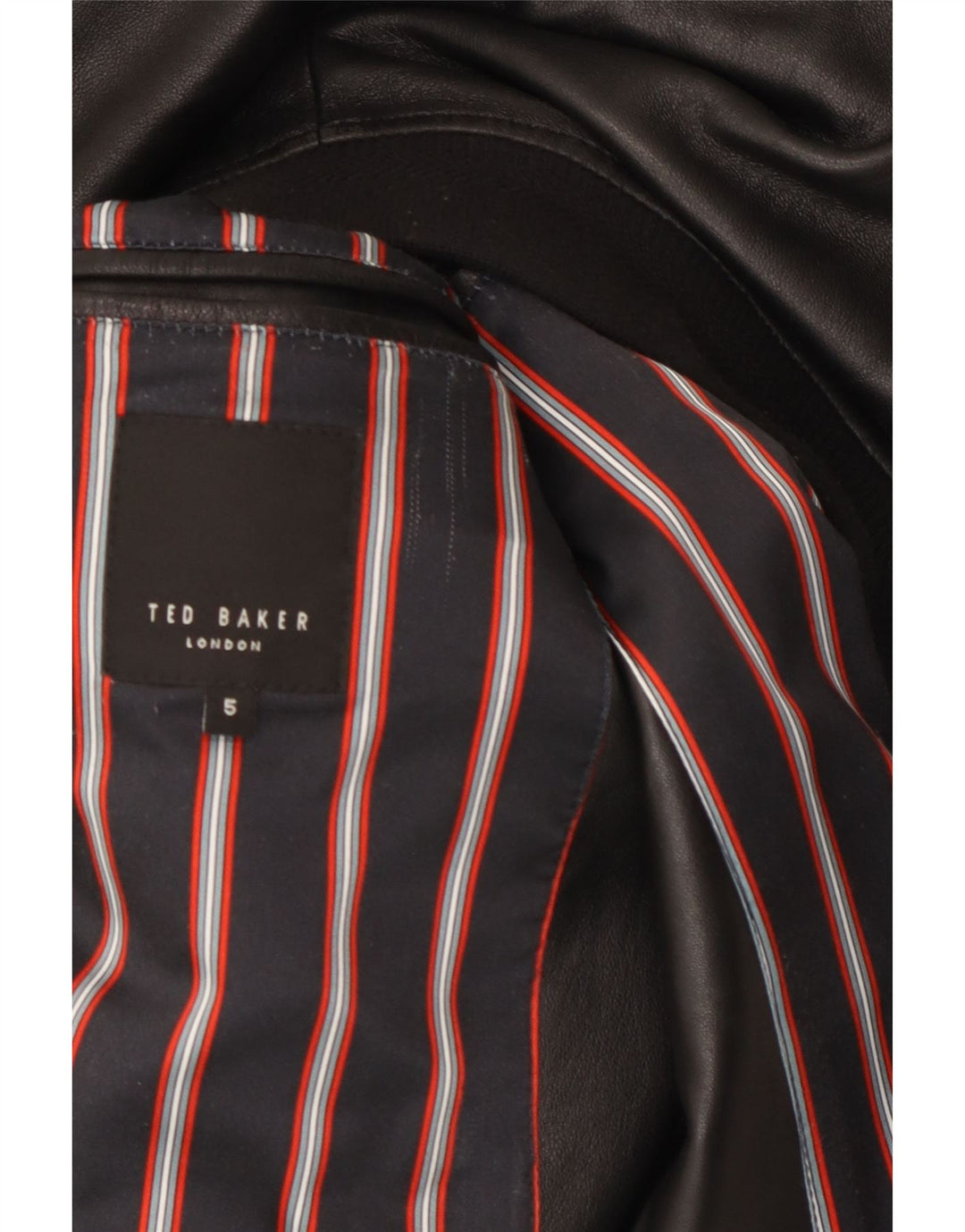 Ted Baker Chaqueta de cuero para hombre Talla 5 Grande Negro