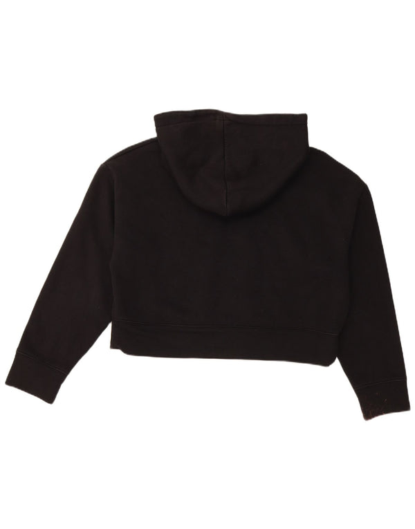 Zara Mujer Crop Sudadera con capucha Jumper UK 12 Medium Negro Algodón