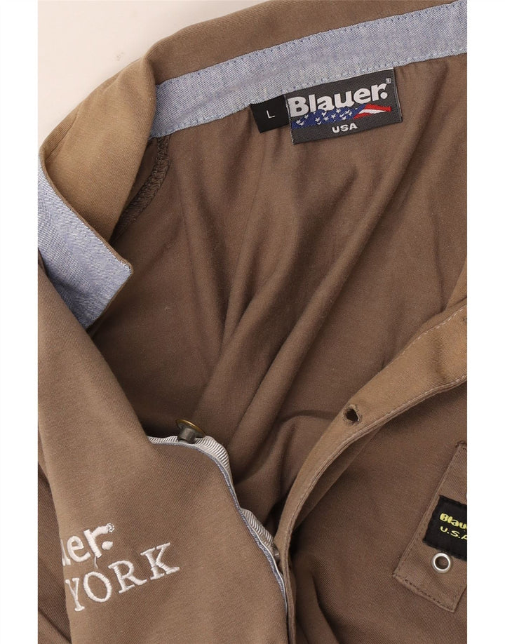 Blauer Polo Gráfico para Hombre Marrón Grande