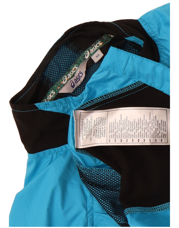 Asics Chaqueta de chándal para mujer UK 6 XS Azul Colorblock Poliéster