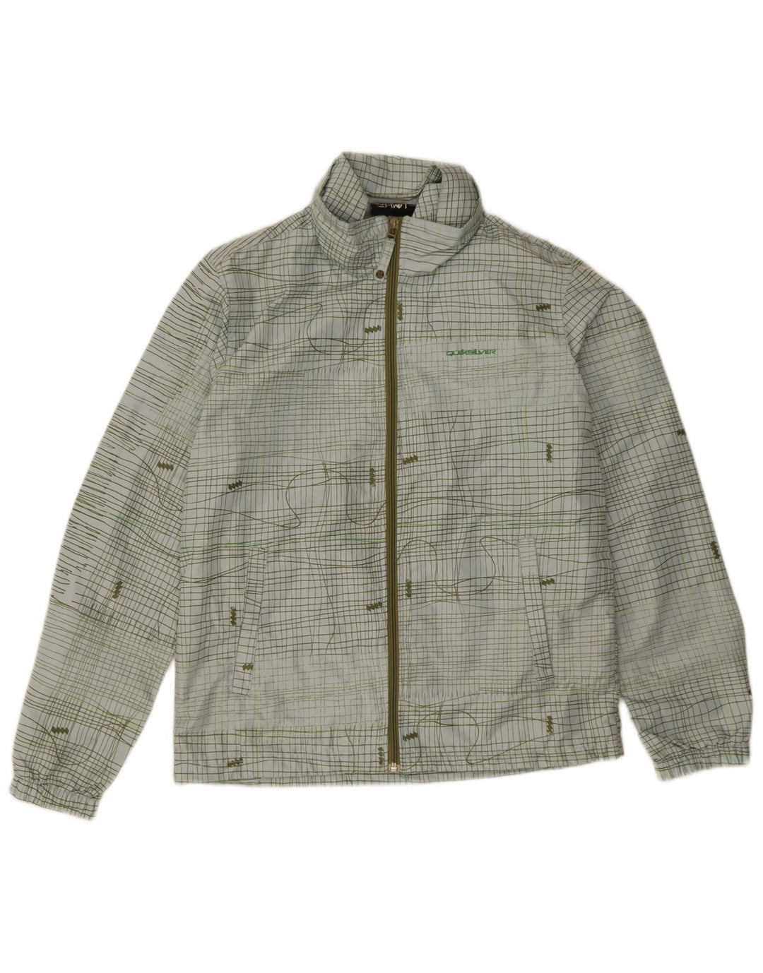 Quiksilver Chaqueta impermeable para mujer UK 46 Large Blue Check Poliéster