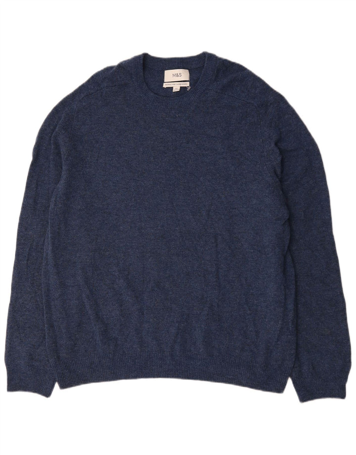Marks & Spencer - Jersey de cuello redondo para hombre, talla 2XL, color azul marino