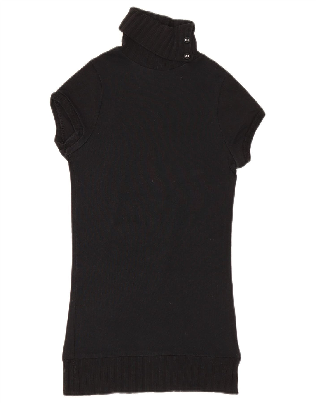 Zara - Jersey de manga corta con cuello y botones para mujer, talla 8, color negro