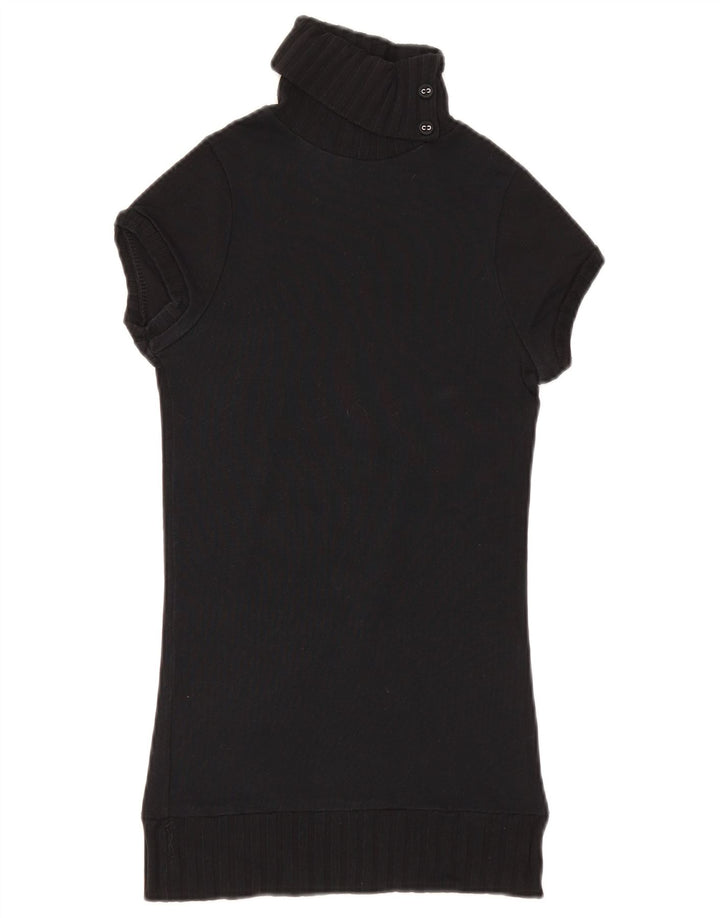 Zara - Jersey de manga corta con cuello y botones para mujer, talla 8, color negro
