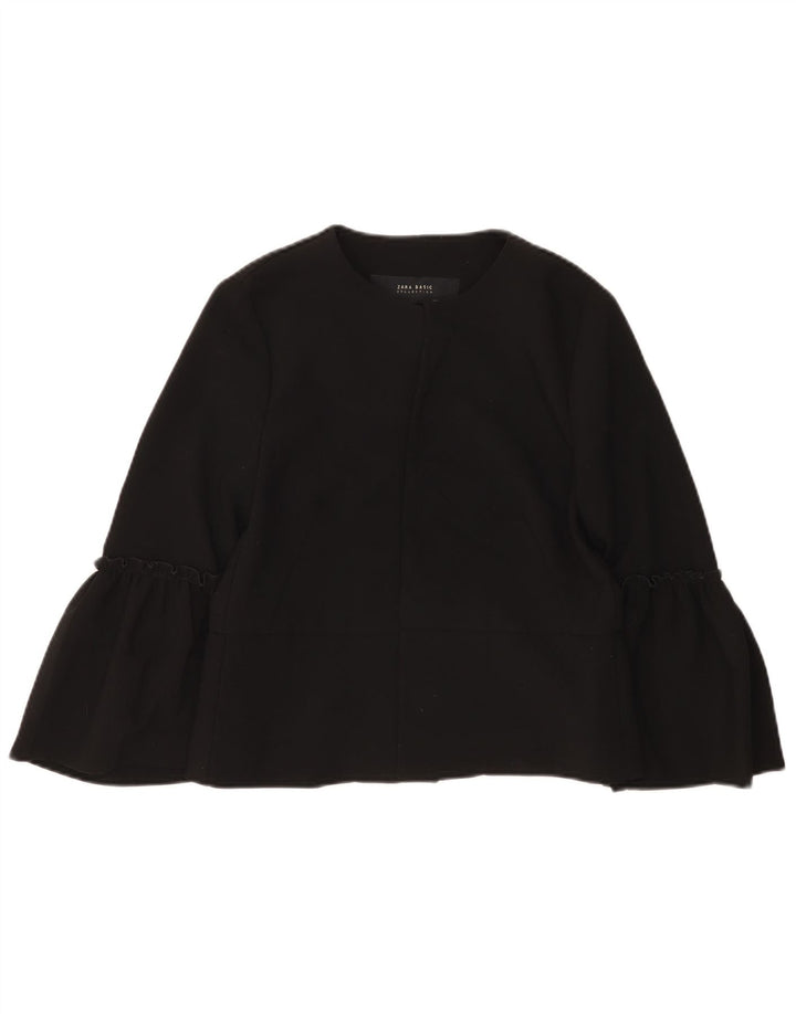 Zara Mujer Cárdigan De Manga Larga Top UK 42 Medium Negro