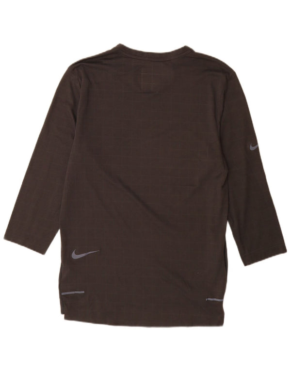 Nike Vestido estilo camiseta con gráfico de manga 3/4 para mujer UK 40 Small Grey Check