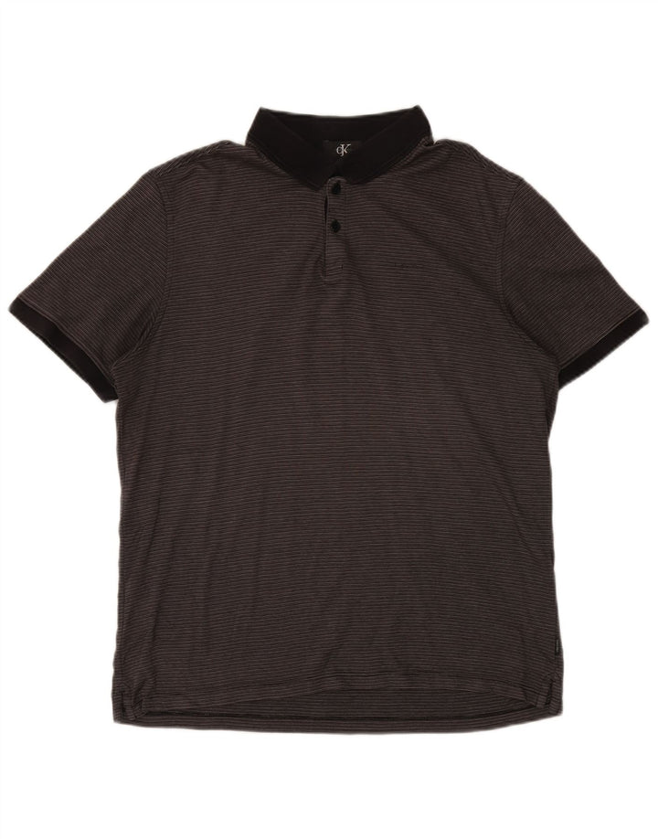 CALVIN KLEIN Polo para hombre de algodón a rayas gris medio