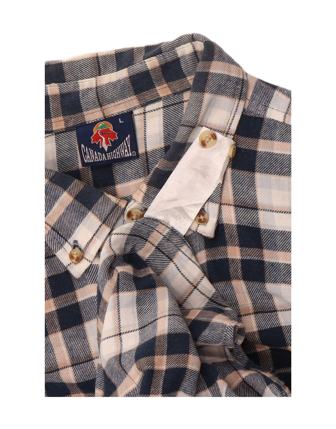 Vintage hombres franela camisa grande azul marino comprobar algodón