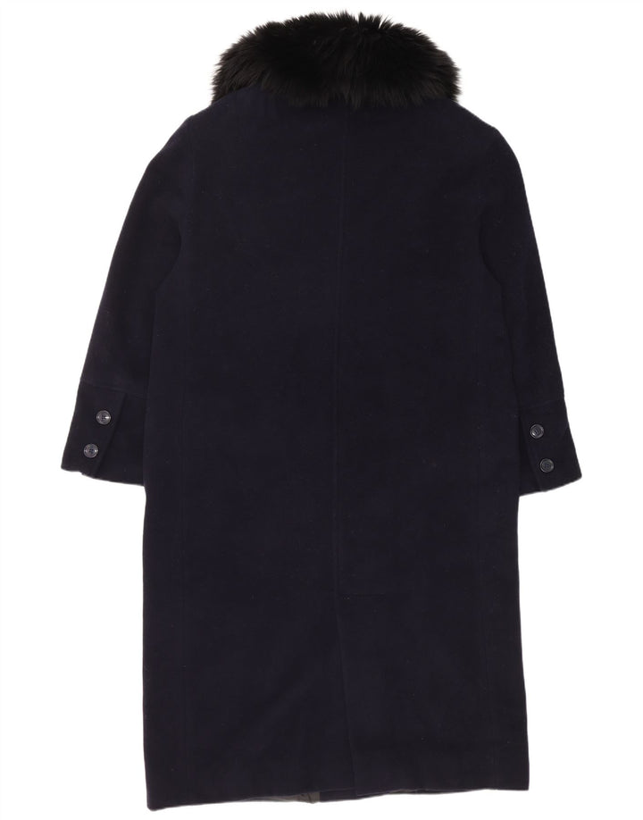 Abrigo vintage de mujer de doble botonadura IT 48 XL Lana azul marino