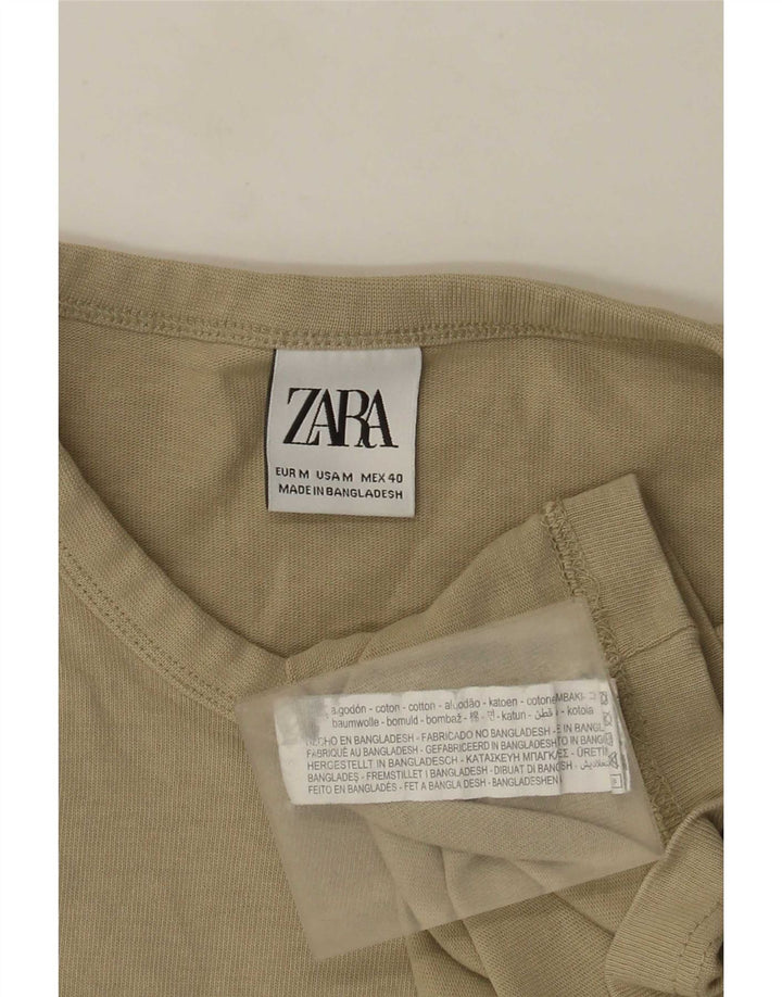Zara Hombre Camiseta Top Algodón Beige Medio