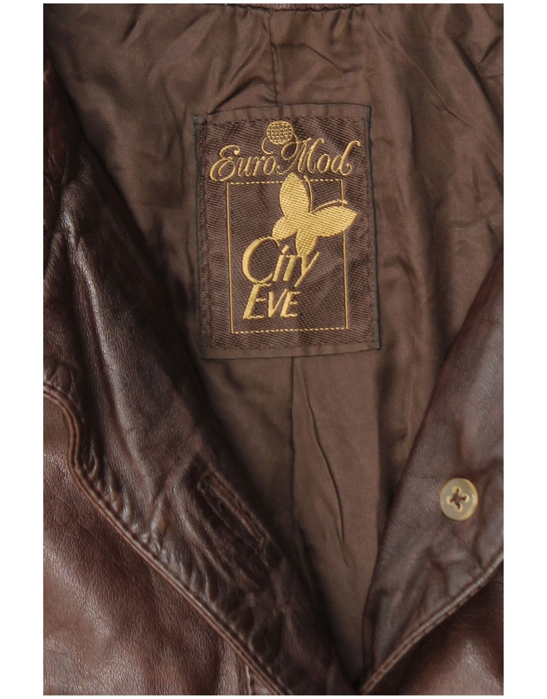 VINTAGE Abrigo de cuero para mujer Reino Unido 14 Marrón medio