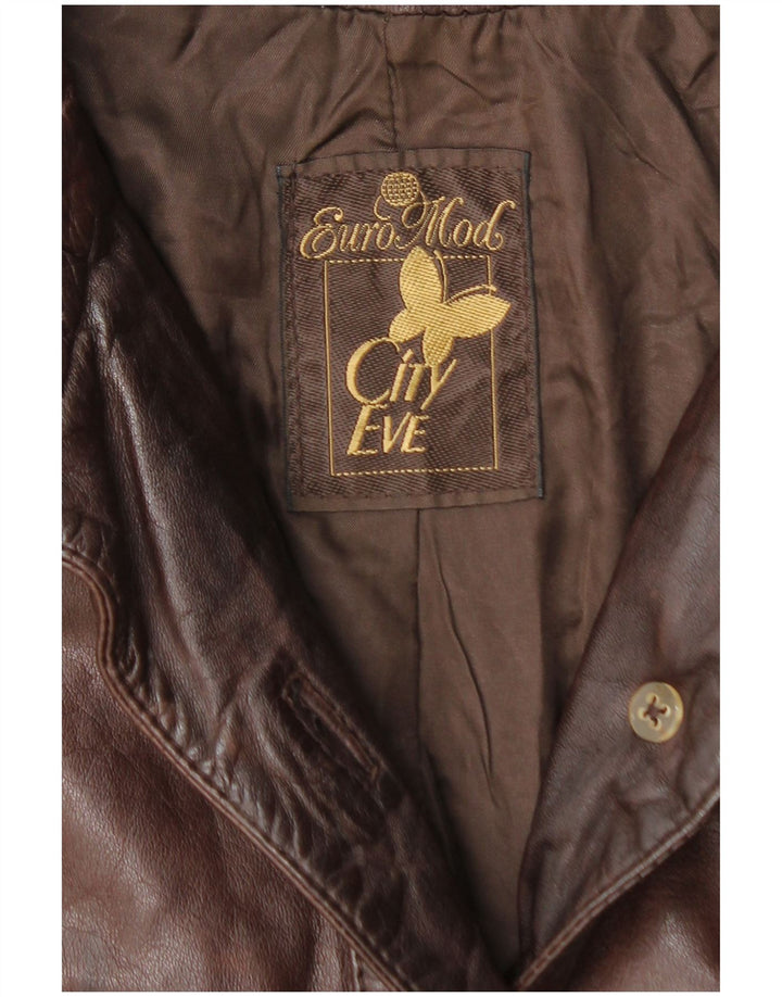 VINTAGE Abrigo de cuero para mujer Reino Unido 14 Marrón medio