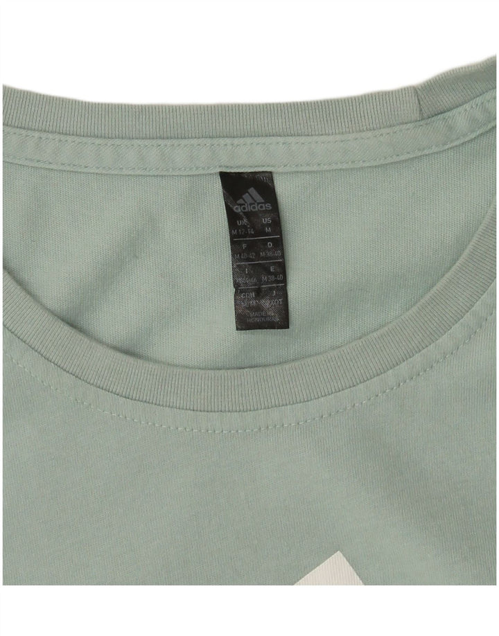 ADIDAS Mujer Gráfico Top Manga Larga UK 12/14 Verde Medio