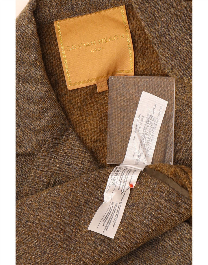 Silvian Heach Chaqueta tipo blazer de punto para mujer Reino Unido 42 Marrón medio Colorblock