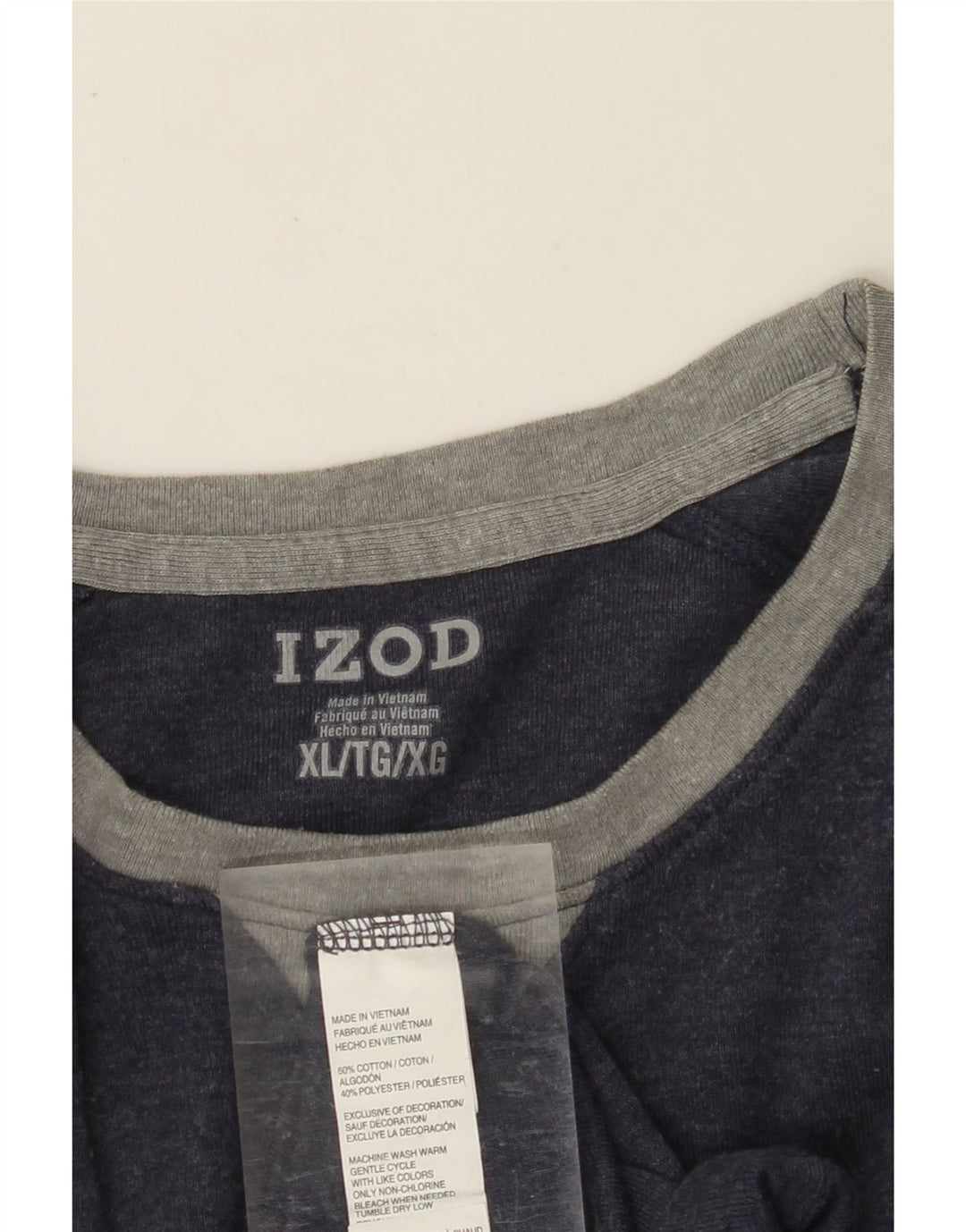 IZOD Camiseta Hombre Manga Larga XL Algodón Azul Marino
