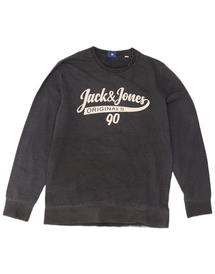 Jack & Jones Hombre Sudadera Gráfica Jumper Large Gris Algodón