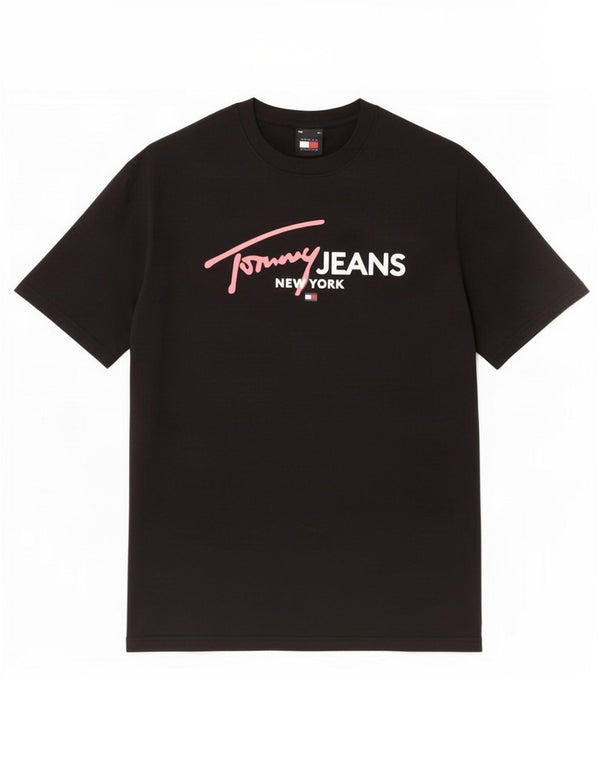 Tommy Hilfiger Camiseta gráfica para hombre Top Medium Black Cotton