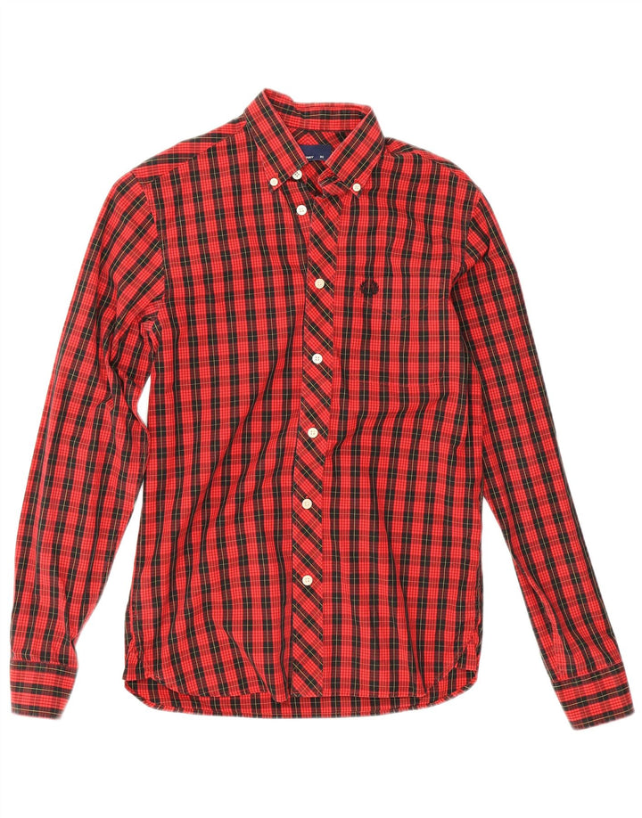 Camisa Fred Perry Hombre XS Algodón A Cuadros Rojos