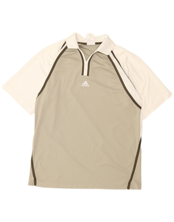 Adidas Polo para hombre UK 42/44 Large Verde Colorblock Poliéster