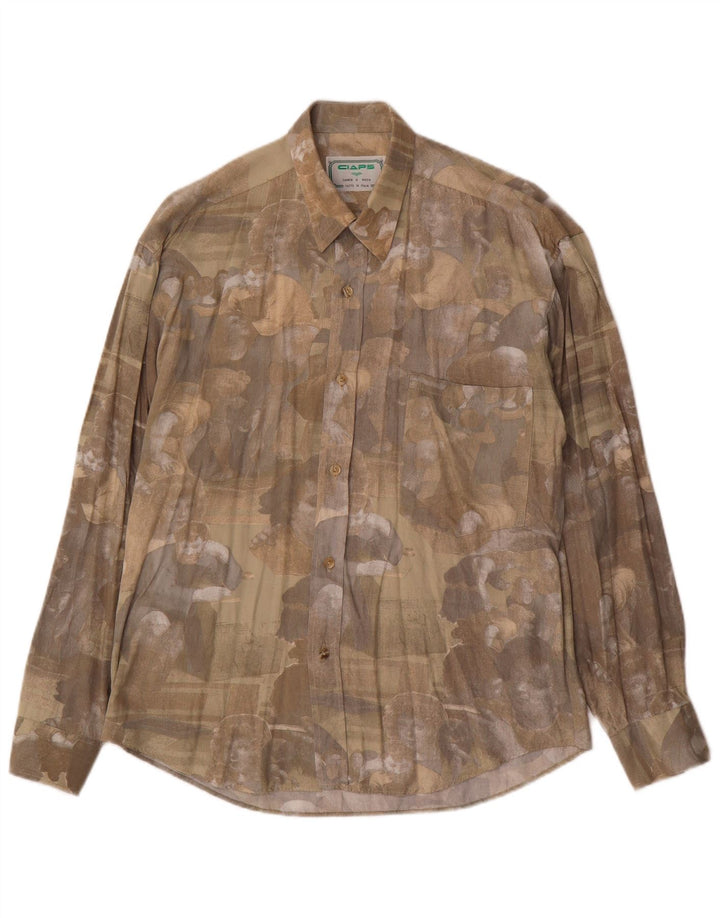 Camisa gráfica vintage para hombre Viscosa caqui mediana