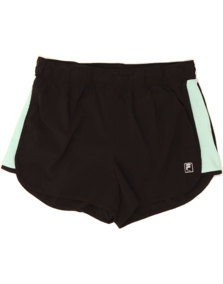 FILA Womens Sport Shorts UK 14 Large Black Colourblock Polyester Vintage Fila and Second-Hand Fila from Messina Hembry 