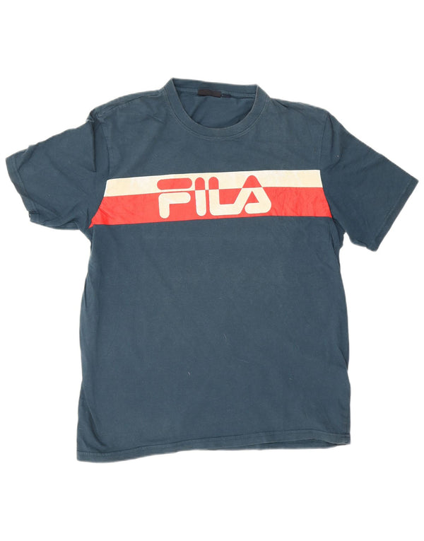 Fila Hombre Camiseta Gráfica Top Medium Azul Marino Colorblock Algodón