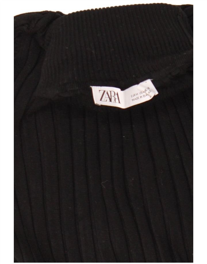 Zara - Jersey corto con cuello vuelto para mujer, talla 40, talla M, color negro