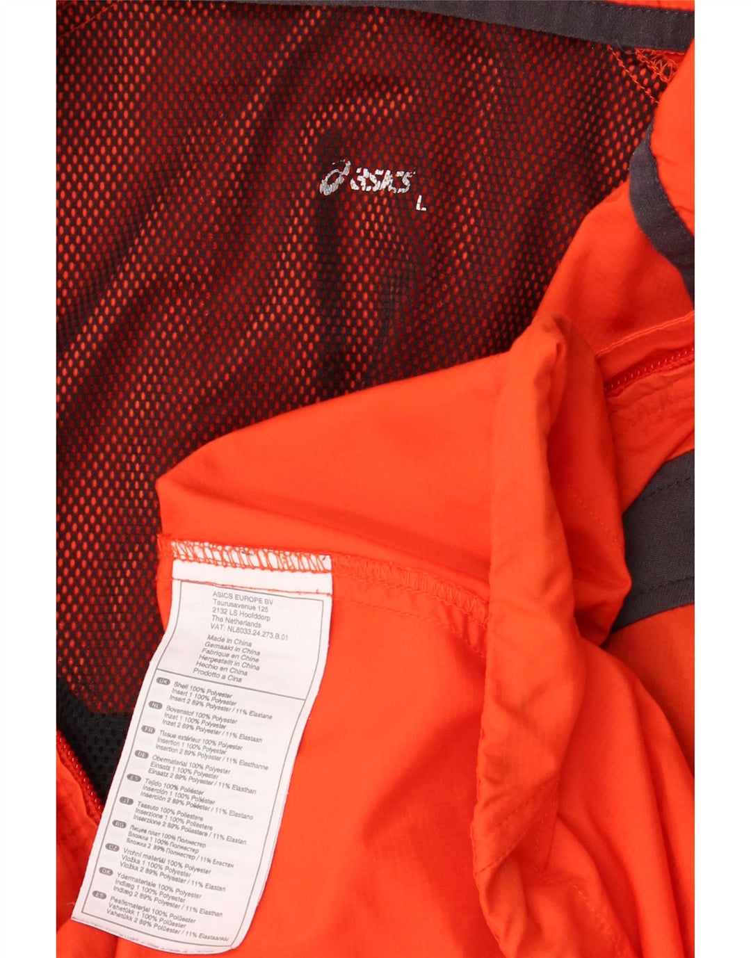 ASICS Chaqueta impermeable para hombre UK 40 Grande Naranja Colorblock Poliéster