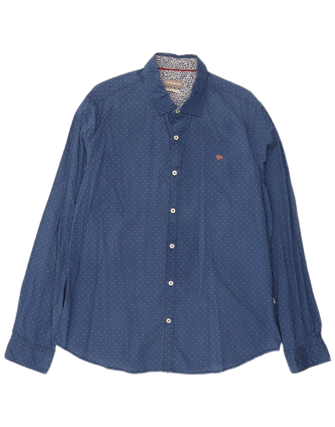 Napapijri Camisa con estampado abstracto para hombre 2XL Algodón azul