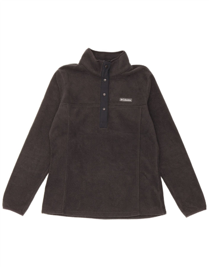 Columbia - Jersey de forro polar con cuello y botones para mujer, talla 40, poliéster negro mediano