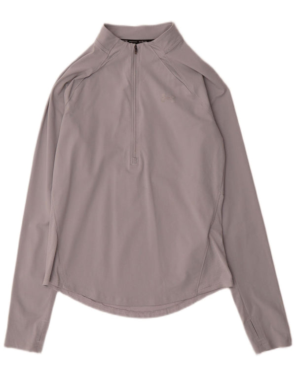 Under Armour Mujer Heat Gear Jersey Chándal Top UK 10 Small Gris