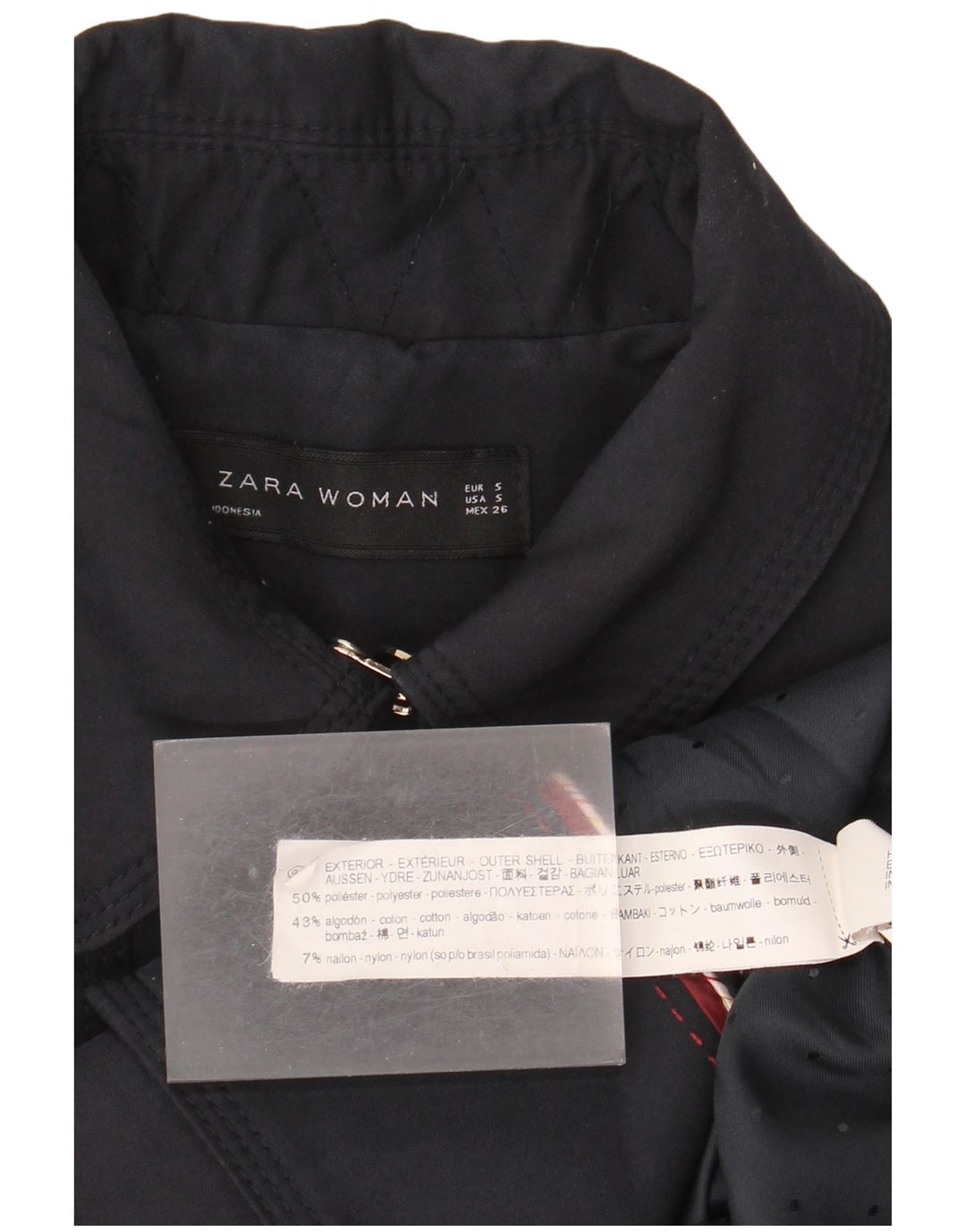 Zara Mujer Gabardina De Doble Botonadura UK 10 Small Poliéster Azul Marino