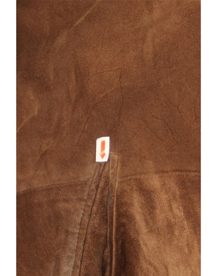 Vintage hombres ante shearling chaqueta Reino Unido 38 cuero marrón medio