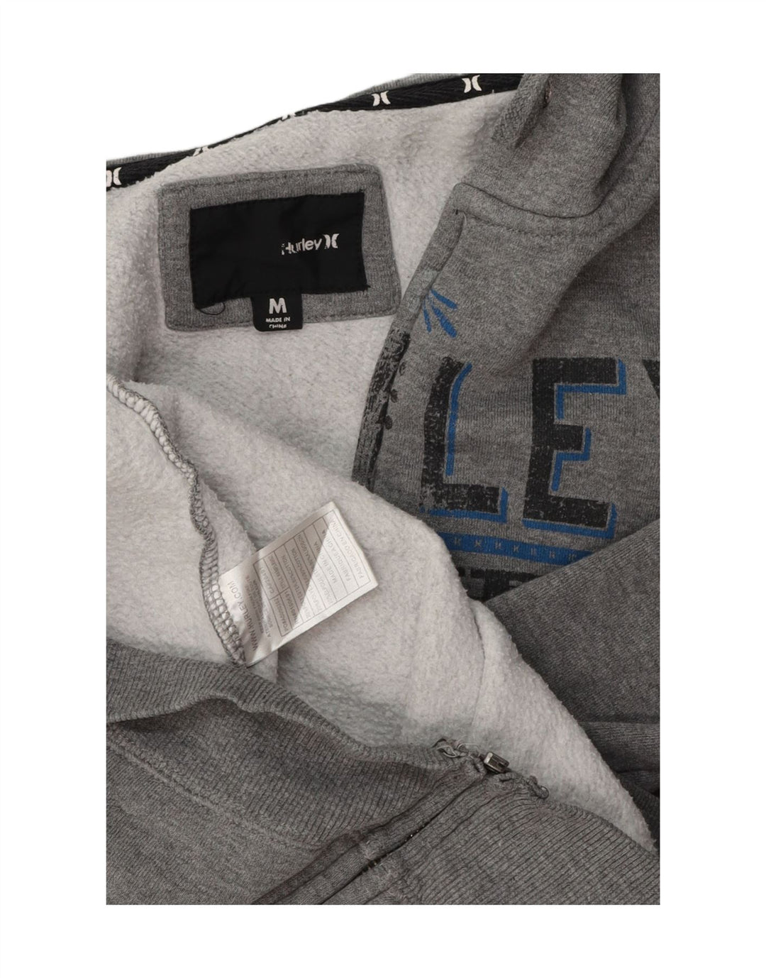 Hurley Sudadera con capucha y cremallera gráfica para hombre Poliéster moteado en gris medio