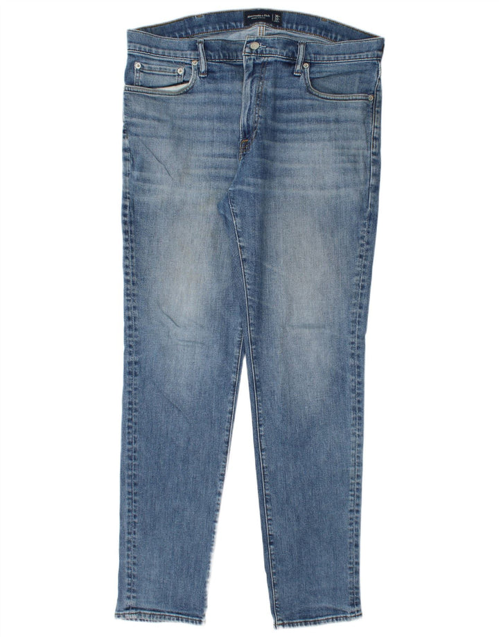 ABERCROMBIE & FITCH Vaqueros pitillo elásticos para hombre W36 L32 Algodón azul