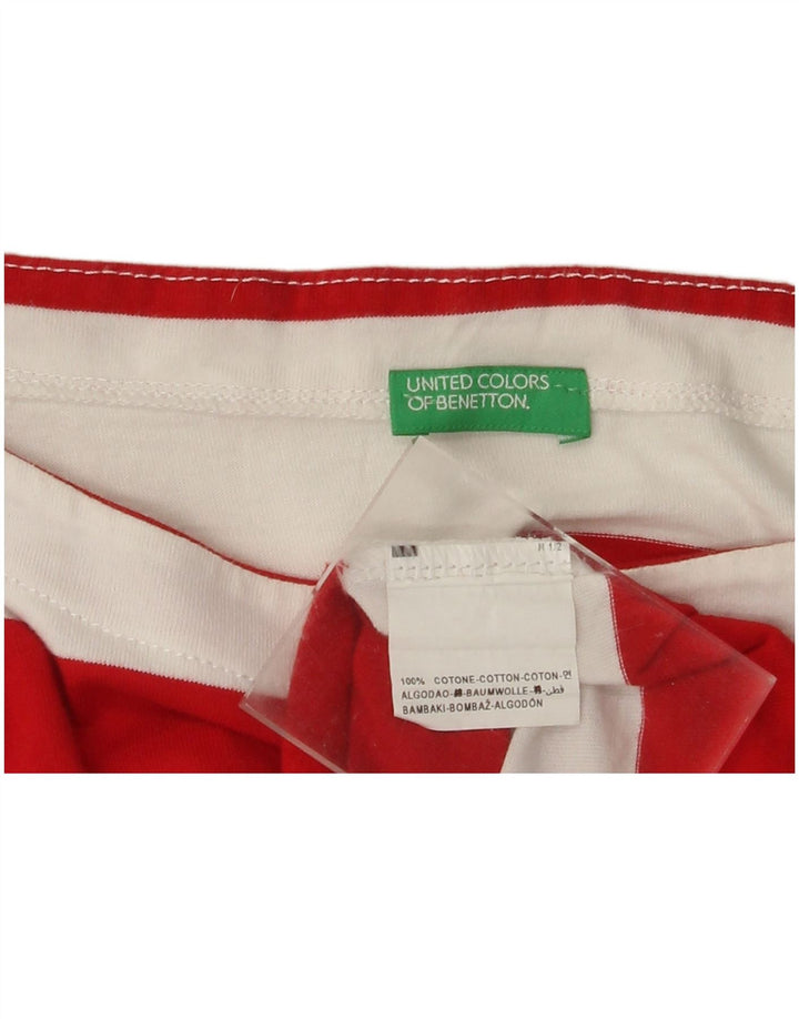 BENETTON Camiseta corta para mujer UK 44 Mediana Rayas rojas
