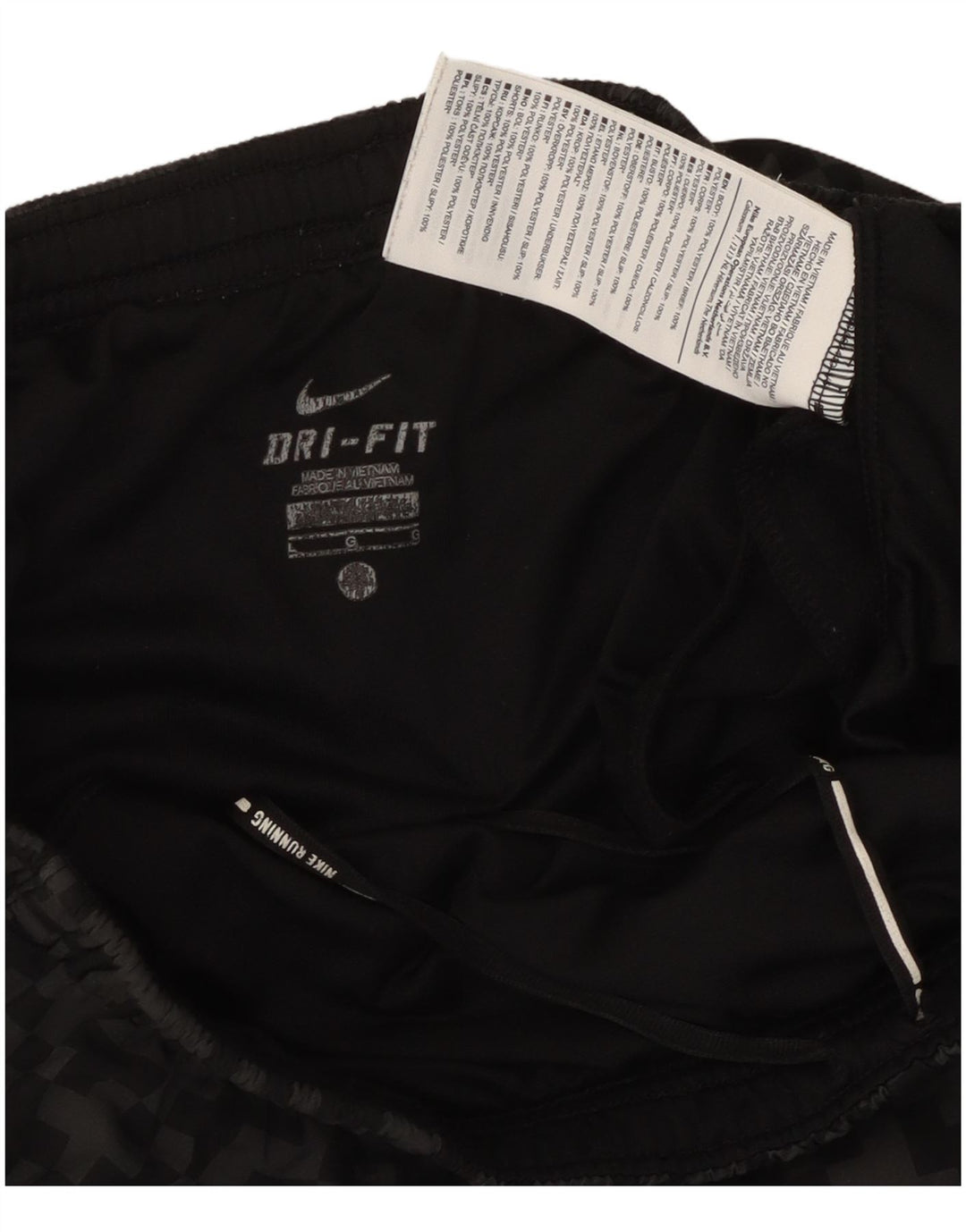 Nike Dri Fit - Pantalones cortos deportivos para hombre, poliéster geométrico, color negro