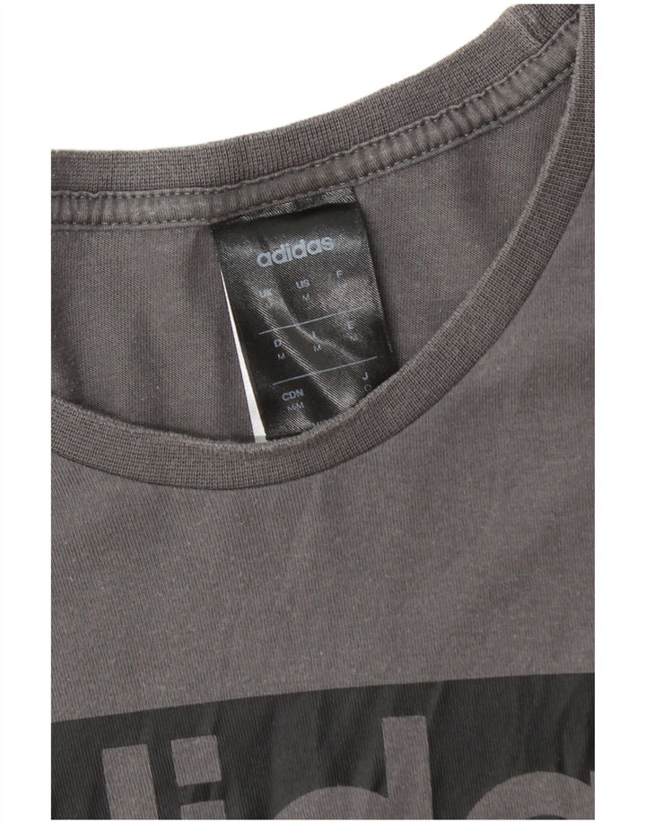Adidas Camiseta Gráfica De Tres Rayas Para Hombre Top Algodón Gris Medio