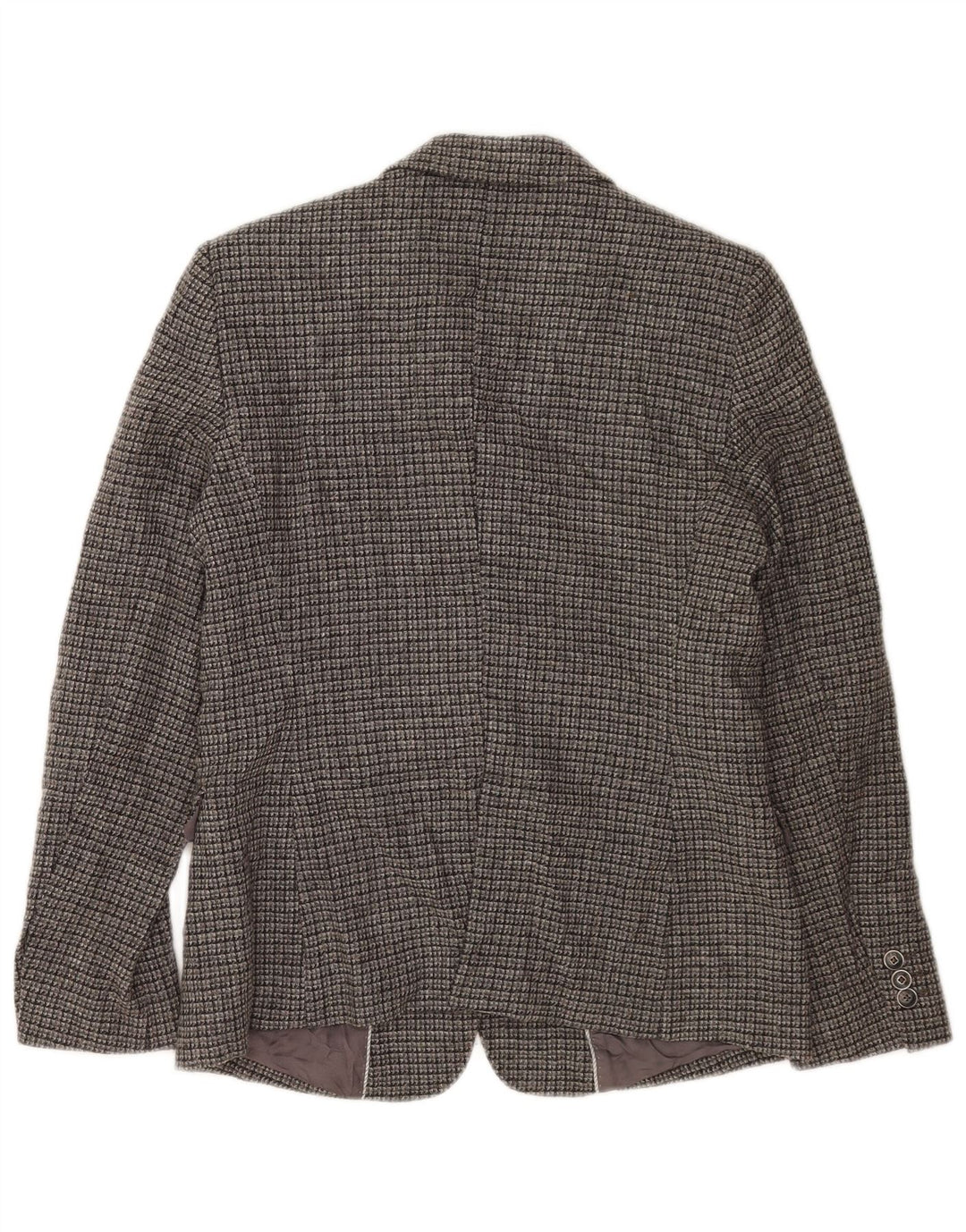 Massimo Dutti Chaqueta Blazer De 2 Botones Mujer EU 42 Grande Viscosa A Cuadros Gris