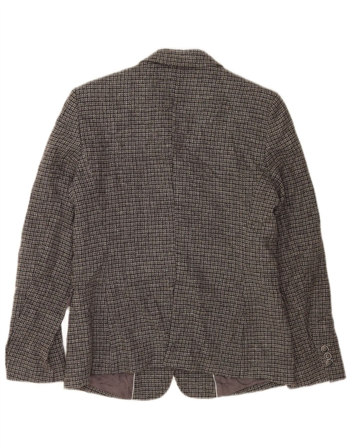 Massimo Dutti Chaqueta Blazer De 2 Botones Mujer EU 42 Grande Viscosa A Cuadros Gris