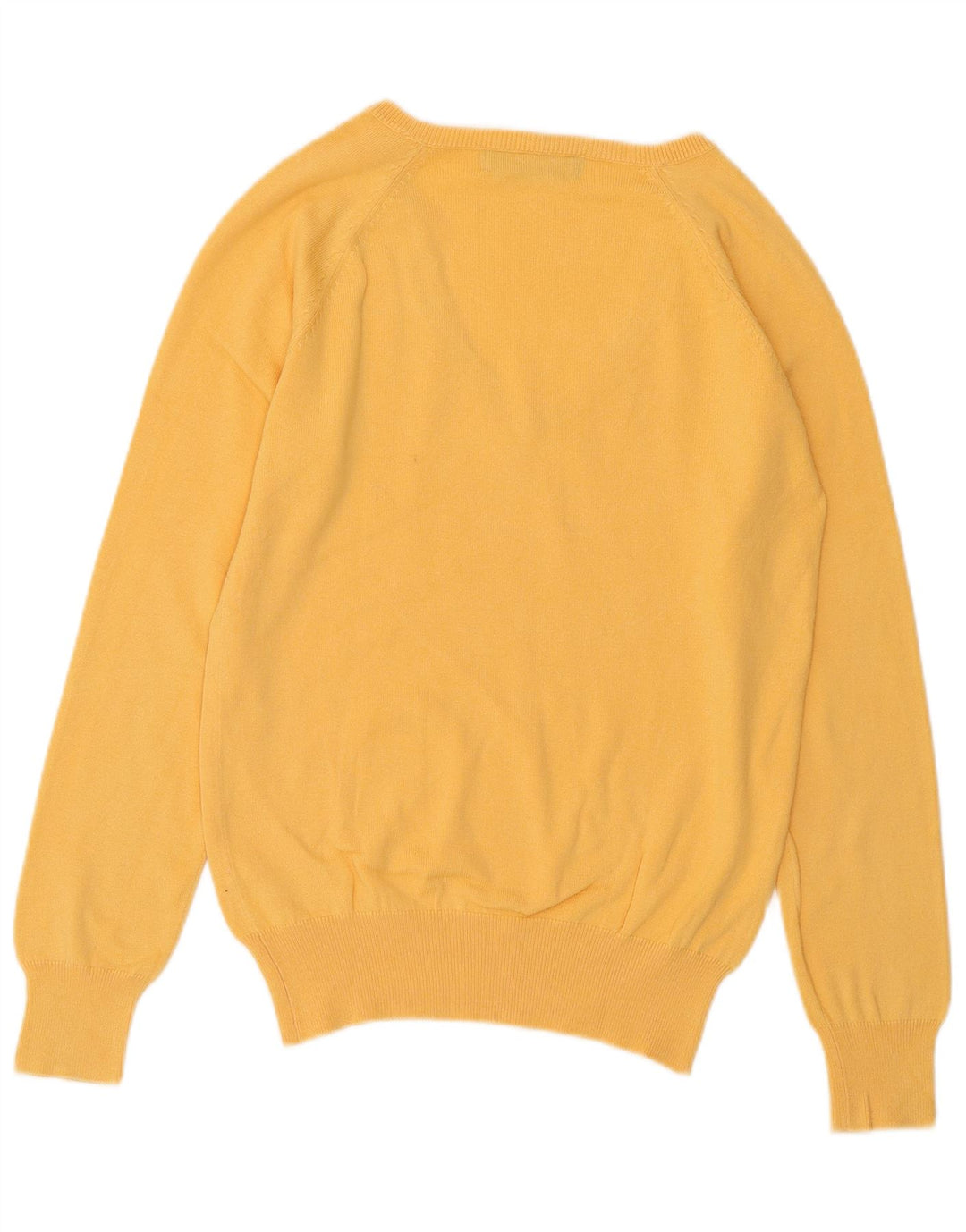 ZARA Jersey con cuello en V para mujer UK 44 Large Algodón amarillo