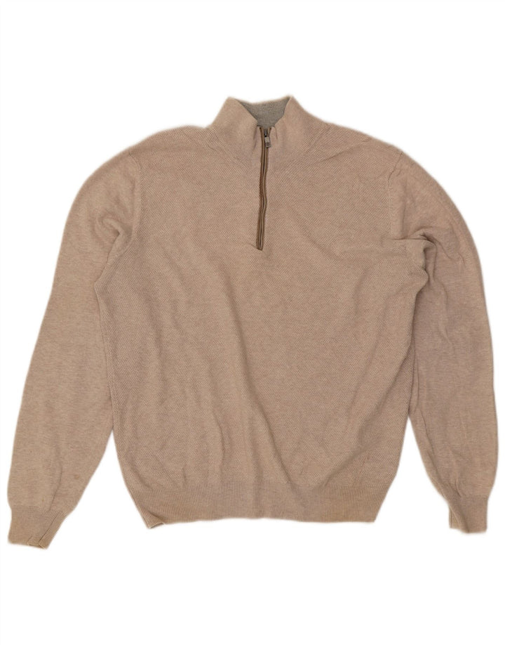 Massimo Dutti Hombre Jersey Con Cremallera En El Cuello Algodón Beige Medio