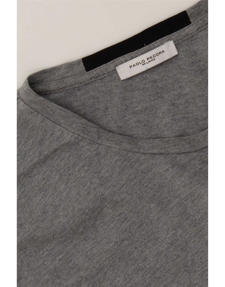 Paolo Pecora Hombre Camiseta Top Gris Medio Colorblock