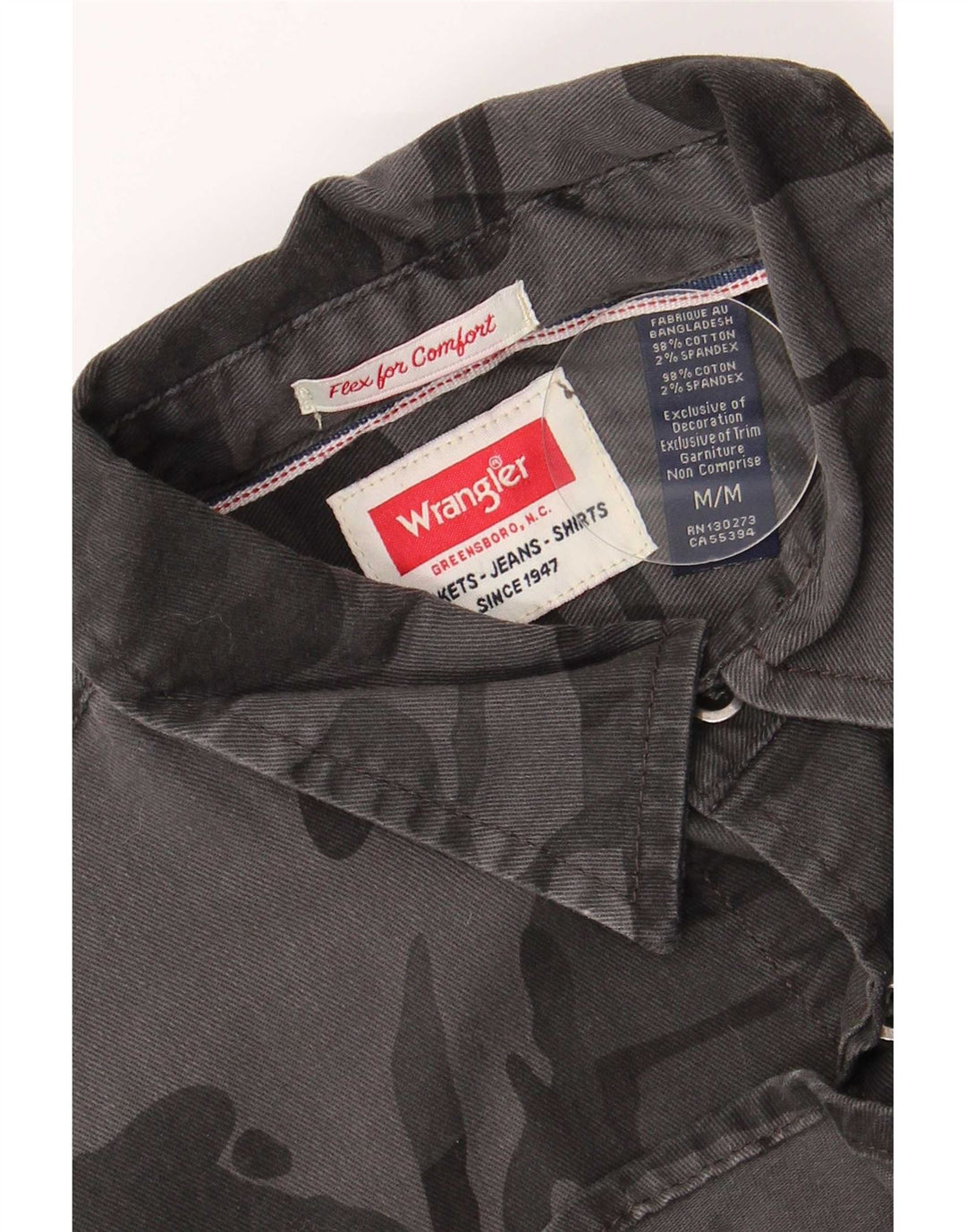 Camisa Wrangler Hombre Algodón Camuflaje Gris Medio