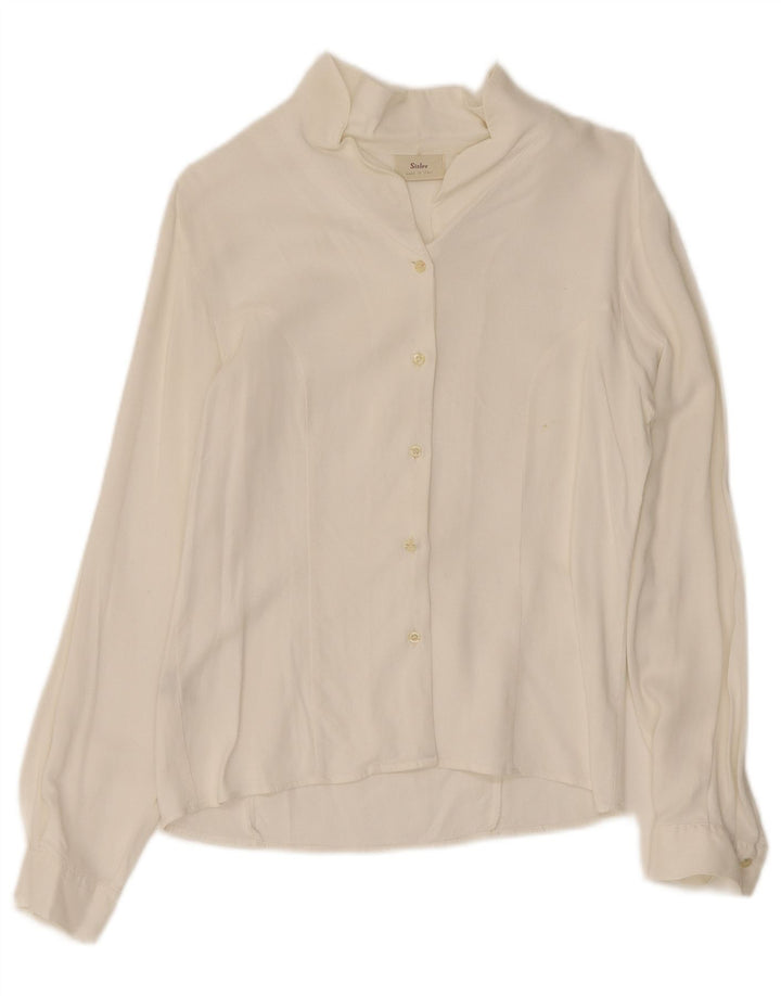 Blusa Camisa Mujer Sisley IT 44 Viscosa Blanca Mediana