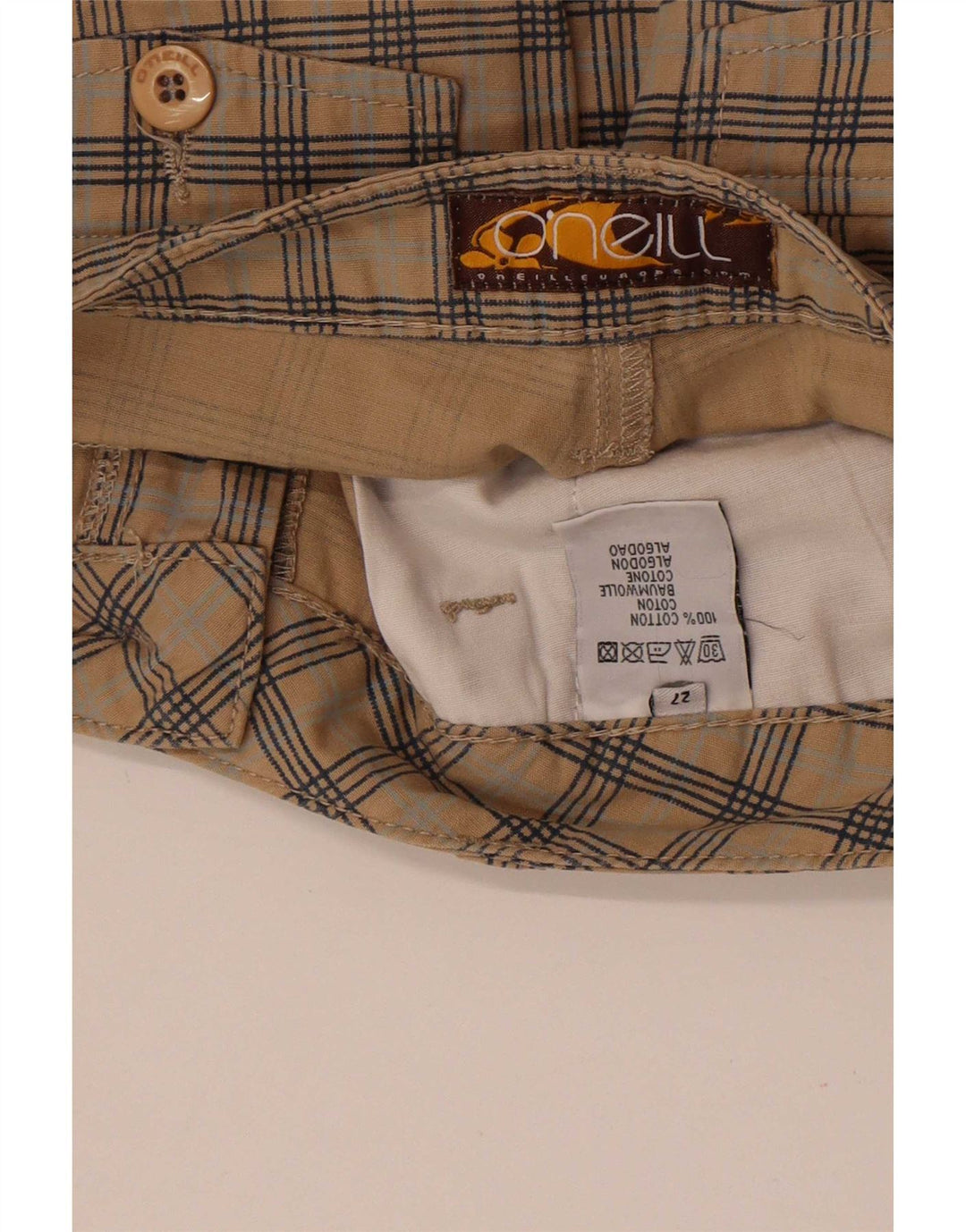 Pantalones cortos chinos O'Neill para mujer W27 Small Beige Check Cotton