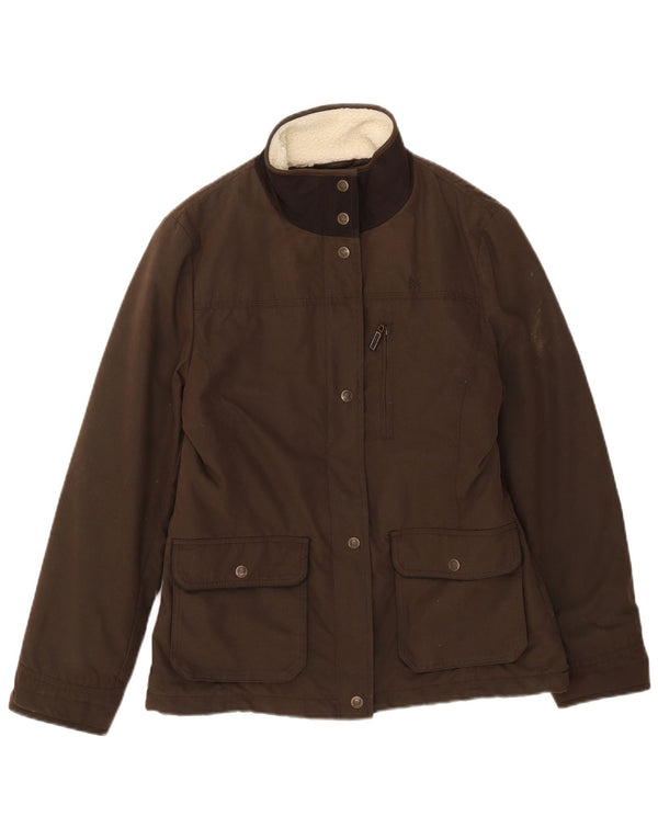 Crew Clothing Chaqueta de algodón encerado Sherpa para mujer UK 12 Medium Khaki