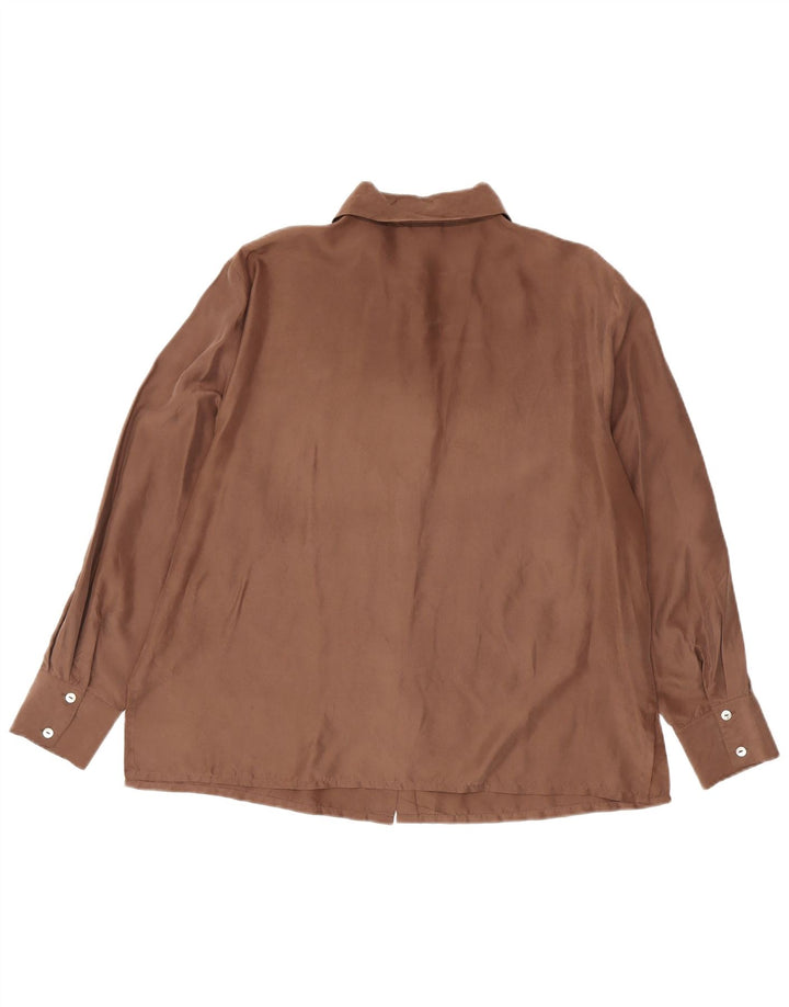 Egon Furstenberg Camisa de mujer IT 49 XL Seda marrón