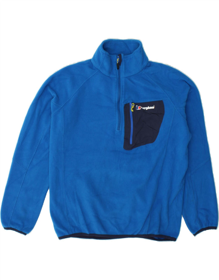 BERGHAUS Womens Zip Neck Fleece Jumper UK 14 Medium Blue Polyester Vintage Berghaus and Second-Hand Berghaus from Messina Hembry 