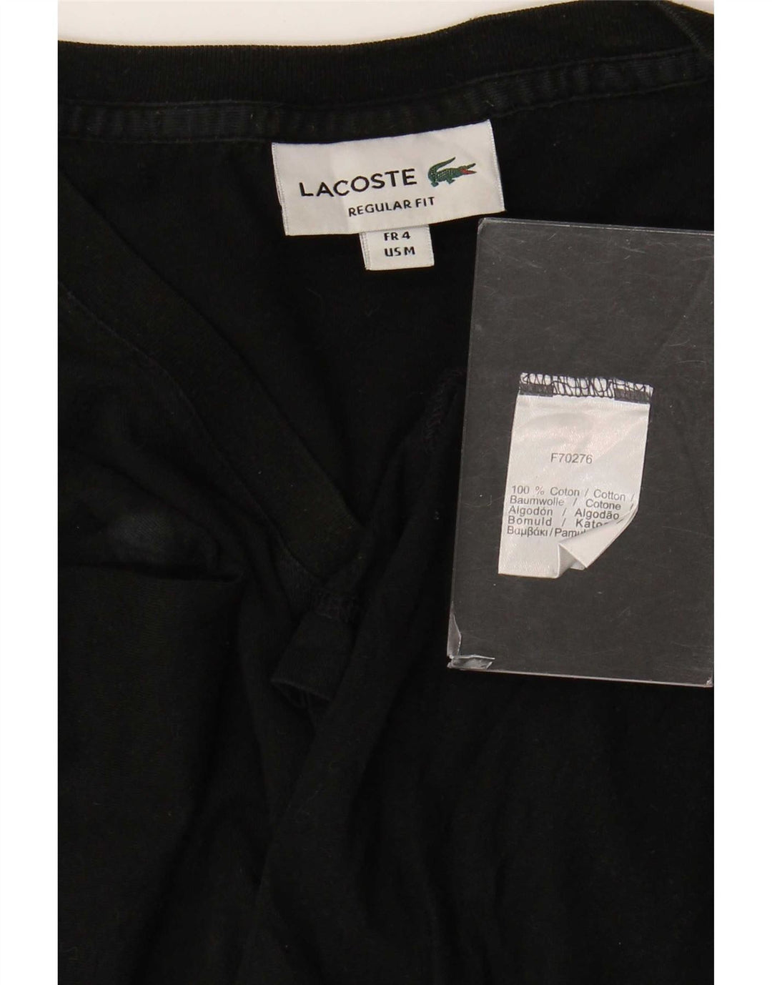 Lacoste Camiseta de corte regular para hombre talla 4 mediana algodón negro